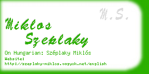 miklos szeplaky business card