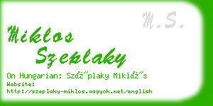 miklos szeplaky business card